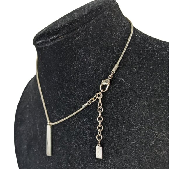 Anne Klein Silver & Gold-Tone Bar Pendant Necklace With Adjustable Chain Womens - Picture 4 of 9